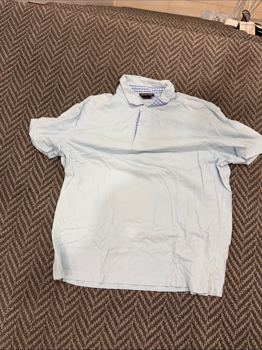 Michael Kors Pale Blue Polo with Gingham Trim